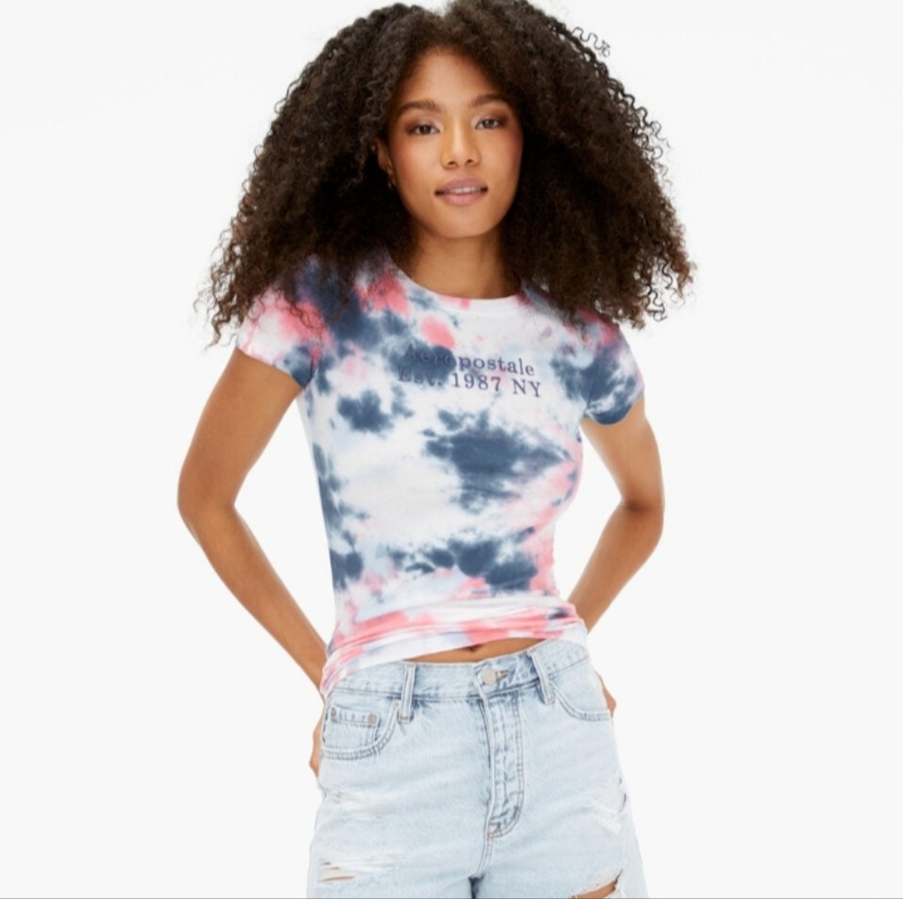 New Aeropostale Classic crew tie dye logo t shirt size xs